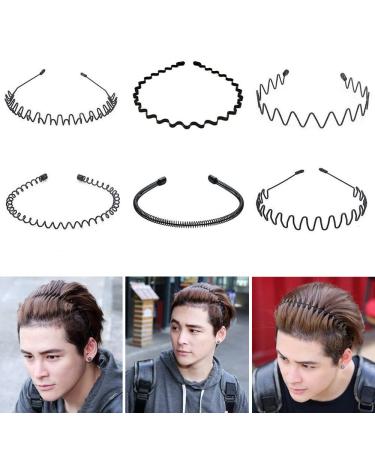 Metal hair band 8 pieces unisex black jumping wave hair band slip -resistant elastic headband hair bands hair tire hair accessories headband accessories for outdoor sports yoga - Buy Online on GoSupps.com