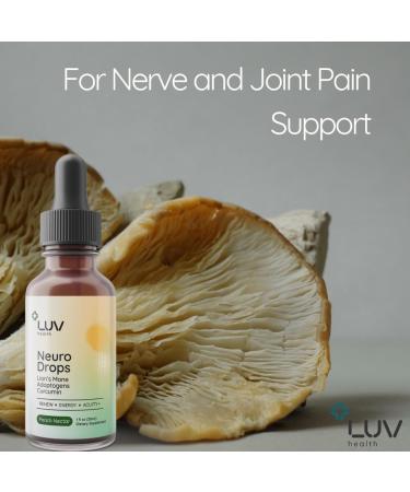 LUV health Neuro Drops Nerve Pain Support & Joint Comfort with Lion s Mane Curcumin Cordyceps & Reishi Organic Adaptogens Vegan Non-GMO Made in USA - 30 Servings - Buy Online on GoSupps.com