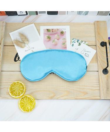 Silk Sleeping Mask Natural Silk Eye Mask Silk Sleep Mask for Women and Man Girls Sleep Mask Soft and Comfortable Fully Adjustable (Lake Blue)