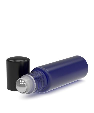 6 Pack Empty Glass Roll-On Bottles 10ml - Refillable Stainless Steel Roller Ball for Fragrance & Essential Oils - Frosted Blue Color - Buy Online on GoSupps.com