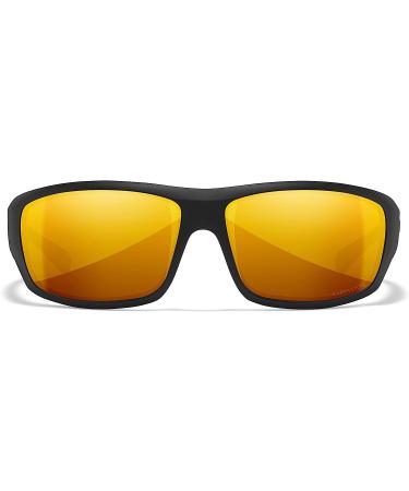 Wiley X WX Omega Captivate Polarized Sunglasses | UV Eye Protection for Men and Women | Matte Black Frames, Bronze Mirror Lenses | Ideal for Shooting, Fishing, Biking, Extreme Sports - Buy Online on GoSupps.com