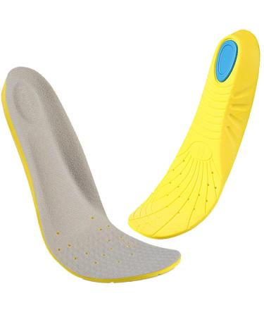 Shoe Insoles Memory Foam Insoles Shoes Insert for Women and Men Kids Providing Arch Support Great Cushion and Shock Absorption Relieve Foot Pain M(Men's 6-9/ Women 7-11 M(Men's 6-9/ Women 7-11) Gray/ Yellow