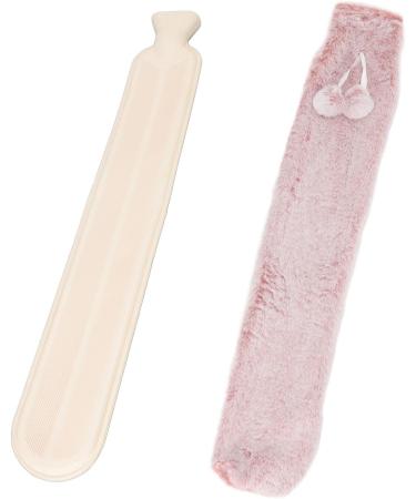 Chiciri's No-Leak Long Plush Hot Water Bag - Explosion-Protected & Stylish for Office (Pink & White) - International Shipping - Buy Online on GoSupps.com