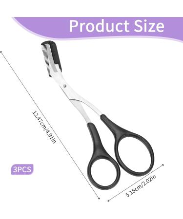 Precision Eyebrow Shears with Comb - Non-Slip Finger Handle Eyebrow Trimmer Scissors for Men & Women | 3 Pack Black - Buy Online on GoSupps.com
