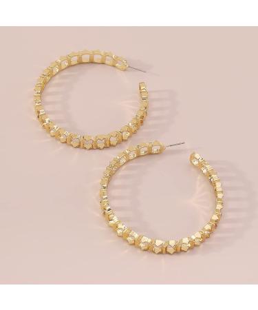 Chargances Chunky Round Hoop Earrings - Punk Circle Link Dangle Fashion Accessory (Gold) - Buy Online on GoSupps.com