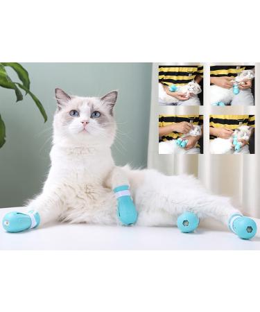 Tmsuxin Blue Cat Boots | Adjustable Anti-Scratch Claw Covers for Cat Grooming | Silicone Paw Protector Boots for Cat Bathing and Shaving - Buy Online on GoSupps.com