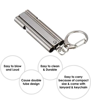 Ctricalver Silver Emergency Survival Whistle - 2 Piece Safety Pipes with Lanyard & Key Ring - 120dB Extremely Loud Survival Tool - Buy Online on GoSupps.com