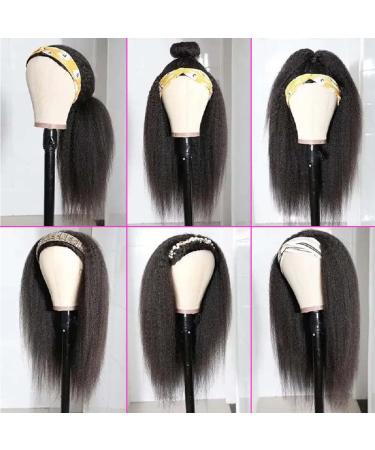 24 Inch Kinky Straight Headband Wig for Women - Synthetic Yaki Straight Hair with Attached Headband - Natural Black Color - Full Machine Made None Lace Front - YS HD - Buy Online on GoSupps.com