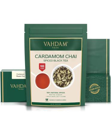 VAHDAM Cardamom Chai Tea Loose Leaf 200g (100+ Cups) India's Traditional Cardamom Tea | Spiced Chai Tea | Brew Hot Tea Iced Tea Or Chai Latte/Masala Chai Tea | Whole Loose-Leaf Vacuum Sealed Cardamom Masala Chai - Buy Online on GoSupps.com
