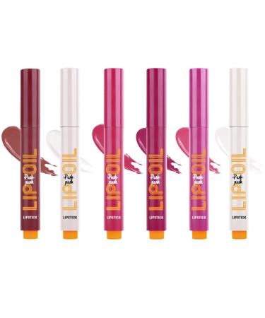 MLqkpwy Click Lip Gloss Click Lipstick Pen | Waterproof Moisturizing Tinted Lip Balm Set of 6 - Click Lip Gloss Waterproof Moisturizing & Plumping Lip Oil