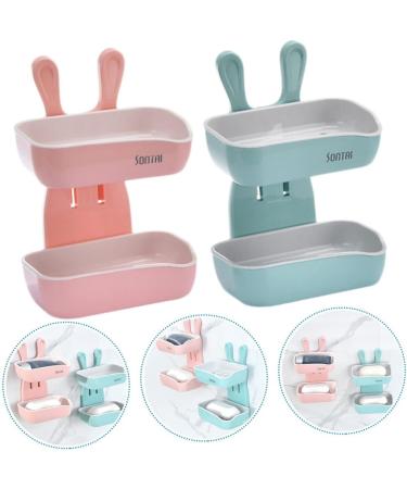 Ciieeo 4 Pcs Bathroom Soap Box Double Layer Soap Box Bath Sponge Soap Holder Sponges Creative Soap Rack Bathroom Soap Dish Mesh Pouf Hook Lovely Soap Rack Double-layer Soap Rack Soap Tray - Buy Online on GoSupps.com