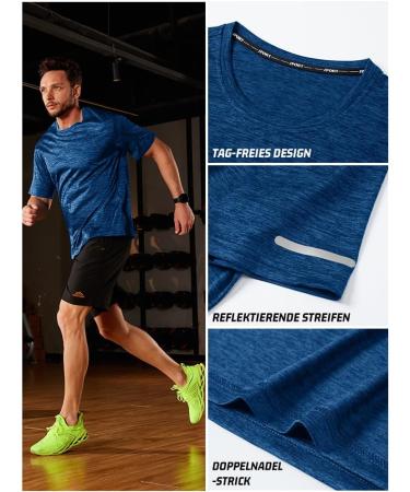 KEFITEVD Men's Functional Sports T-Shirt - Breathable Quick-Drying Fitness Tee - Round Neck Training Shirt in Blue (3XL) - International Shipping Available - Buy Online on GoSupps.com