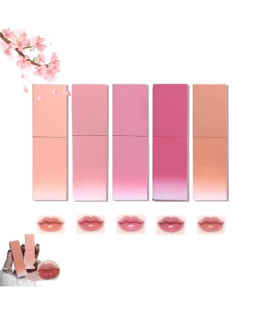 Macqueen Water Glow Lip Tint Set Long Lasting Moisturizing Lip Gloss 5 Colors Liquid Lipstick Moisturizing Lip Color Non-stick Cup Waterproof Lip Oil