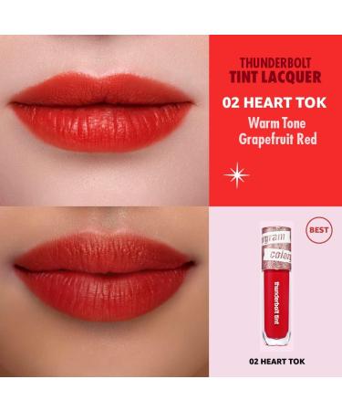 COLORGRAM Thunderbolt Tint Lacquer - Long Lasting Moisturizing Lip Stain - True Beauty K-Drama Makeup - 0.2 fl.oz 02 Heart Tok - Buy Online on GoSupps.com