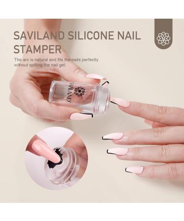 Saviland French Tip Nail Stamper Kit with Black+White Stamping Gel Polish - DIY French Manicure Set - Buy Online on GoSupps.com