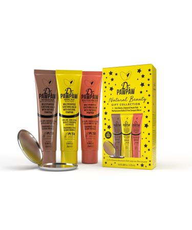 Dr.PAWPAW Natural Beauty Gift Collection - Original Rich Mocha + Peach Pink Balm Set (25 ml each) + Bonus Compact Mirror