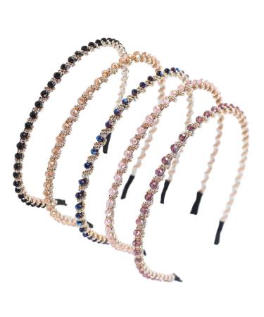 5 pieces fashionable hair ripening rhinestone elastic hair band non -slip tine -back headband elastic hair band crystal rhinestone head chain for dancing party everyday clothing work