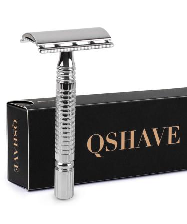 Qshave - Men or Women Short Handle Classic Double Edge Lighter Travel Safety Shaving Razor, 1 Pc