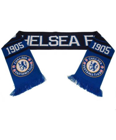 Chelsea FC Official Blue Black White Jacquard Scarf - 5ft Long - Buy Online on GoSupps.com