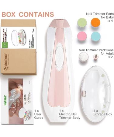 Haakaa Electric Baby Nail Trimmer Kit - 6 Grinding Heads, LED Light, Pink - Buy Online on GoSupps.com