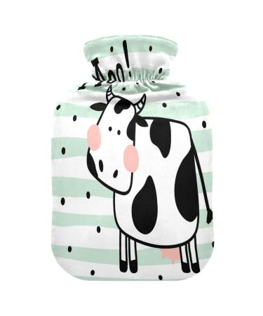 MOO COW hot water bottle with cover hot water bottle for hand feet warmer neck cramps shoulders pain relief cold pack best gift for children and women