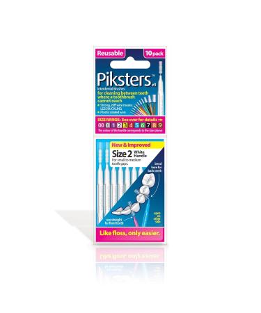 Piksters Interdental Brushes Size 2 White Handle White (Size 2) 10 Count (Pack of 1) - Buy Online on GoSupps.com