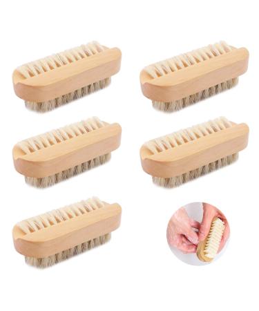 5 Pcs Two-Sided Wooden Nail Brushes Double Sided Nail Hand Scrubbing Cleaning Brush Natural Wood Brush for Men Women Manicure Supplies