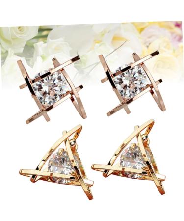 VALICLUD 2 Pairs Golden Color Stud Earring Earrings Copper Earring Creative Earring Birthstone Stud Silver Color Stud Earring Women Earring Silver Ear Cuff Zircon Medium Golden - Buy Online on GoSupps.com