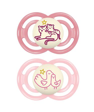 Mam Perfect Night Schnuller in the 2 Set bright in the dark tooth-friendly baby pacifier from sustainable & organic-renewable materials with pacifier box 16+ months tiger / bird 16+ / silicone / night (2 pack) Tiger / bird - Buy Online on GoSupps.com