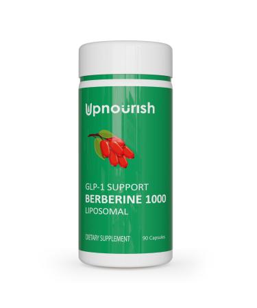 UpNourish Liposomal Berberine Supplement - Advanced Berberine HCl 1000mg Plus Ceylon Cinnamon Chromium Picolinate Curcuminoids Resveratrol Green Tea and Yerba Mate - 90 Vegan Capsules