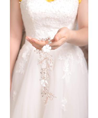 BERYUAN Women White Flower Hair Vine Pearl Hair Piece Rhinestone Gold Wedding Hair Accessory Gift for Her Rhinestone Opal Hair Piece Party Headress for Bride Bridesmaid Girls (Gold) - Buy Online on GoSupps.com