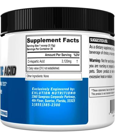 D Aspartic Acid Testosterone Booster - 3120mg DAA Pre Workout Powder for Men | Enhance Drive Potency & Vigor - Unflavored Muscle Builder Supplement - Buy Online on GoSupps.com