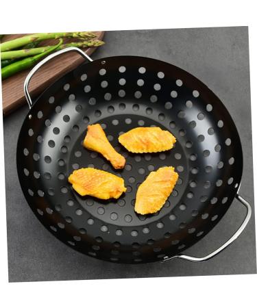 POPETPOP 2pcs Portable Round Baking Pan Round Grill Nonstick Frying Pan Veggies Grilling Household Grill Pan Pizza Metal Grill Pan Grill Cage BBQ Pan Leaky Disk Iron with Holes - Buy Online on GoSupps.com