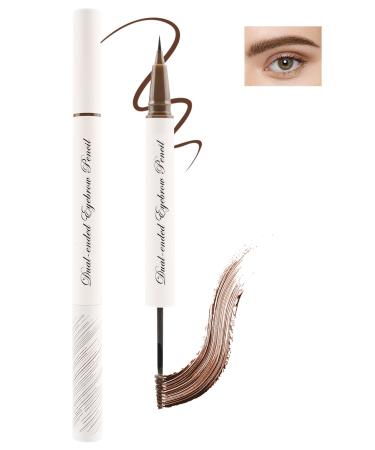 Eyebrow Gel & Pencil 2-in-1 Brown Waterproof Liquid Eyebrow Pen Long Lasting Tinted Brow Gel Smudge-proof Strong Hold Thickening Eyebrow Mascara Tint Pen Brow Fast Sculpt Lift Snatch Brow Pencil