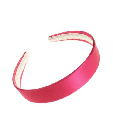 2.5cm (1") Bright Pink Satin Plastic Alice Band Hair Band Headband No Teeth for Women Girls by Glitz4Girlz