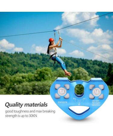 Alomejor Climbing Pulley 30KN | Outdoor Double Axle Heart-shaped Tandem Pulley Cart (Blue) - Ideal for Rock Climbing & Rope Work - Buy Online on GoSupps.com
