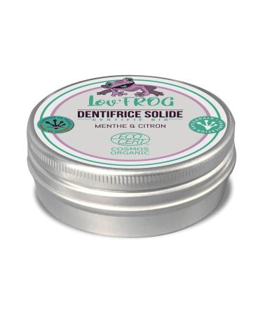 Lov'Frog - Solid Toothpaste - 100% natural ingredients - Easy to transport - Ecocert certified organic - 50g jar - Mint & Lemon