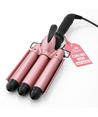 Alure Three Barrel Hair Waver/Crimper with LCD Temperature Display in Celsius - 1 Inch Ceramic Tourmaline Triple Barrels Dual Voltage Crimp Iron