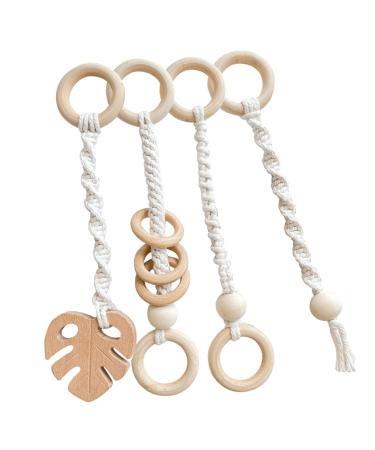 Alipis 4pcs Ornament Newborn Boho Decor Crib for Newborn Gift Rattles Wooden Teething Stand up Rings Newborn Gym Pendants Plaything Home Decors Car