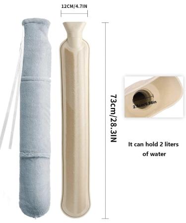 2L Hot Water Bottle with Soft Cover - Pain Relief for Neck, Shoulders, Knee, Feet - Hot & Cold Therapy for Women, Girls, Seniors - Rubber Gray with Pocket - Buy Online on GoSupps.com