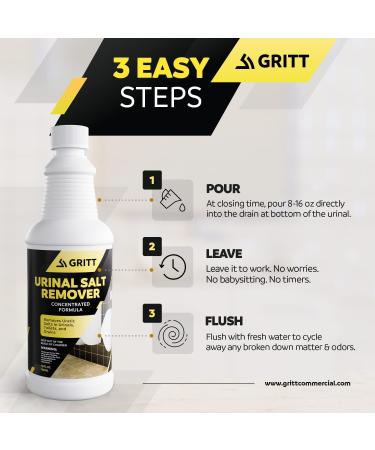 Urinal Salt Remover Concentrate - Eliminates Urine Odor & Uric Acid Buildup | 32 oz Odor Control & Calcium Remover - Buy Online on GoSupps.com