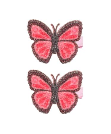 xbiez Vibrant Butterfly Hair Clip for Teens Girl Fashion Fabric Hairclip Side Bangs Bobby Pin Snap Clip Elegant Hair Ornament Red