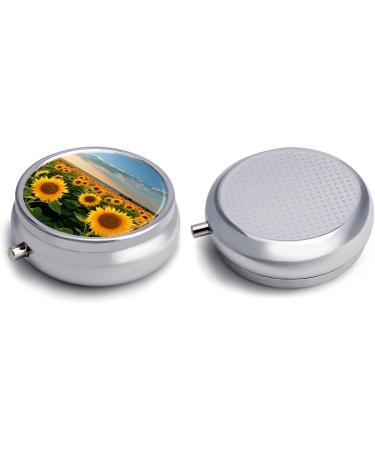 Sunflower Travel Pill Box - Portable 3 Compartment Pill Organizer for Purse & Pocket - Ideal for International Shipping - Buy Online on GoSupps.com