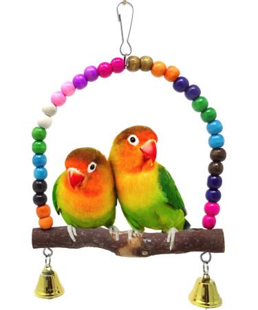 HONBAY Wooden Bird Swing Perch Toy for Small Birds - Parrot Hanging Toy - Buy Online on GoSupps.com