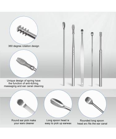 6-Piece Stainless Steel Earwax Removal Kit with Storage Box | Ear Curette Spoon Tool for Effective Ear Cleaning - Buy Online on GoSupps.com