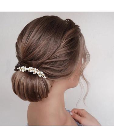 Brishow Gold Pearls Wedding Hair Combs - Bridal Accessories for Women and Girls - Buy Online on GoSupps.com