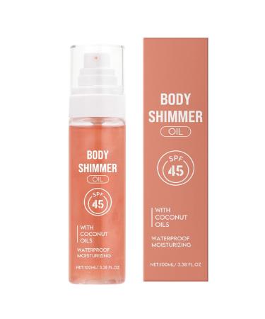 Palaufr Shine Oil Sunscreen 100ml Shimmering Body Sunscreen SPF 45 Sunscreen with Shimmering Body Oil Lightweight Fast Absorbent
