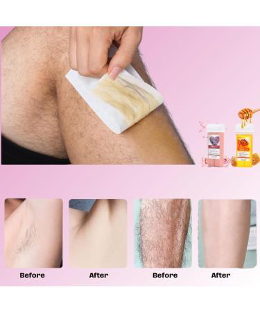 Honey-Rose Roll On Wax Kit for Hair Removal | Sensitive Skin Roller Wax Warmer for Men & Women | Includes 100 Wax Strips & 10 Wipes - Buy Online on GoSupps.com