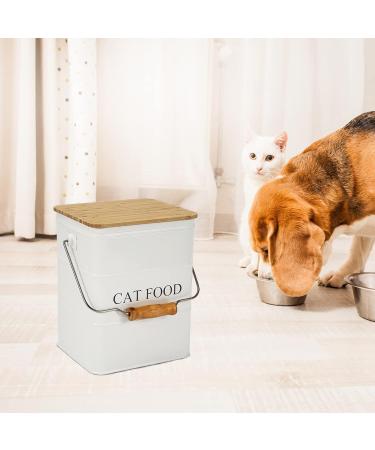 Ctomche Cat Food Container with Airtight Lid and Scoop Metal Vintage Pet Food Container for Cat Pet Treat Bin with Portable Handle Decorative Cat Food Organiser for Kitchen 5-6lbs - Buy Online on GoSupps.com