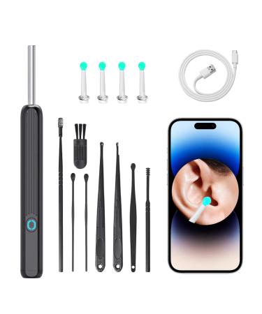 Vegena ear wax removal Otoscope wifi ear cleaner camera ear cleaner for adults with 6 LED luminous ear cleaner ear wax Suitable for different smart devices (black)